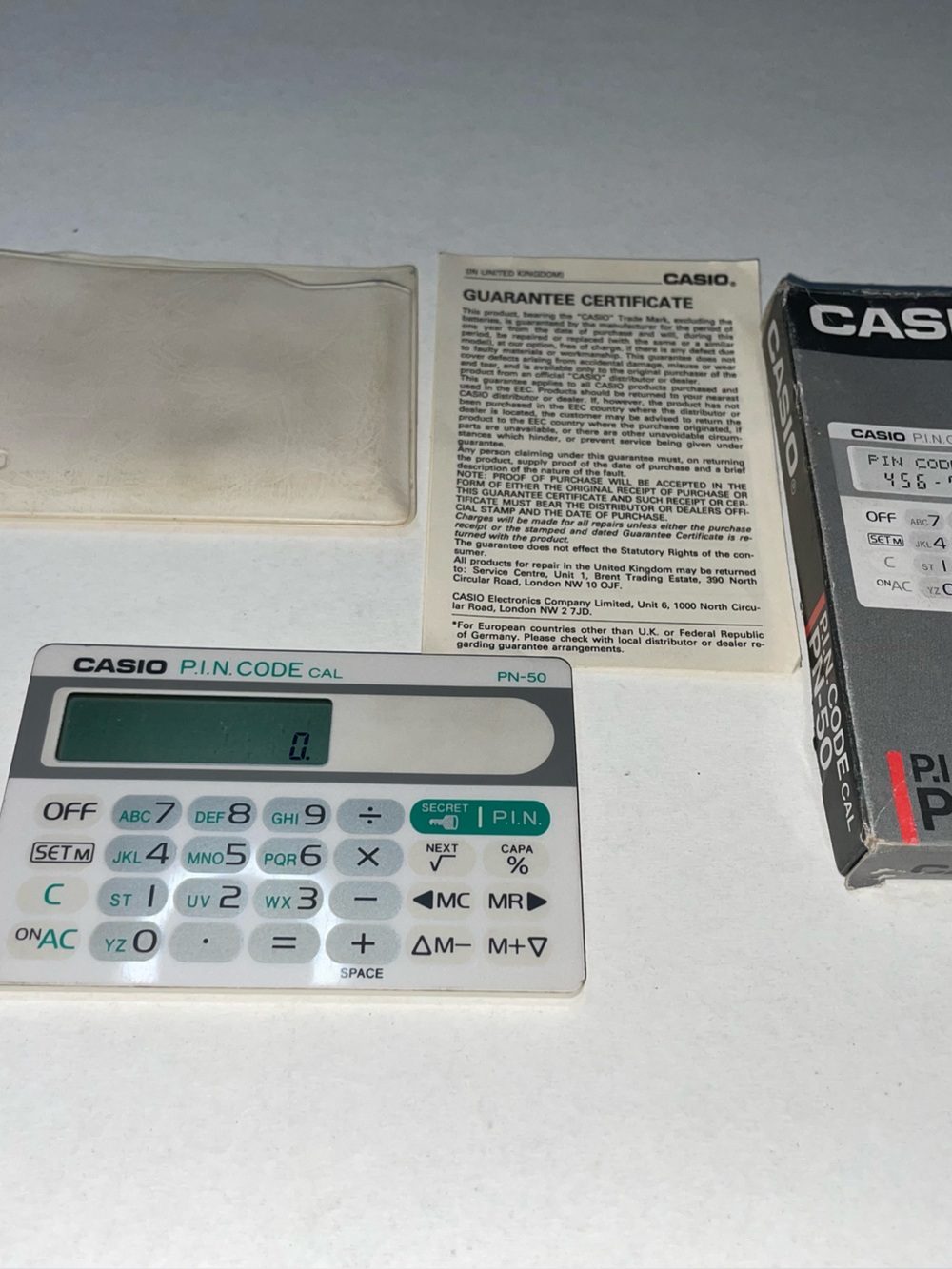 Casio PN-50 (P.I.N. CODE CALL) vintage calculator Working With Case And Manual